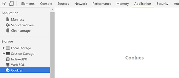 A screenshot of Chrome's developer tools, showing how to view the cookies placed in your browser