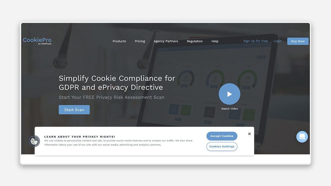 CookiePro A screenshot of the CookiePro tool by OneTrust