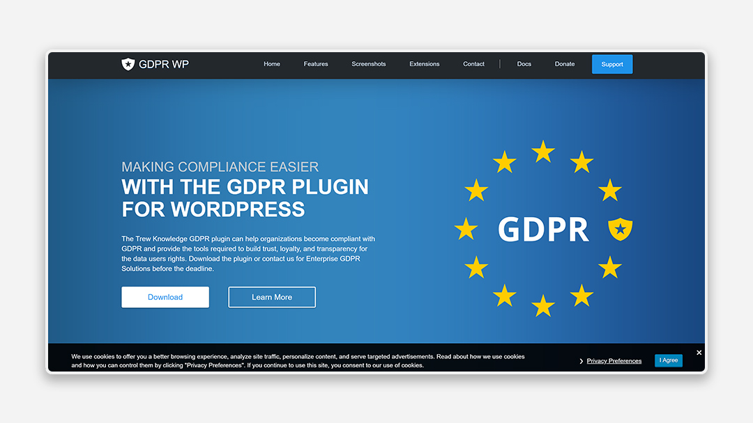 GDPR WP A screenshot of the GDPR WP tool